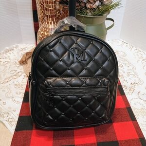 Badgley Mischka Black Quilted Backpack Purse NWT